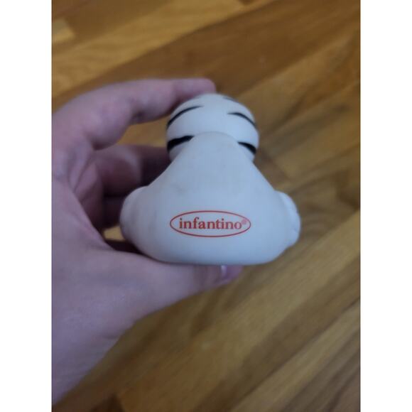 Infantino Zebra Rubber Duck Baby Bath Toy Black White Orange Beak #206590A - Picture 2 of 7